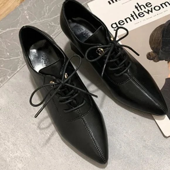 new women's thick heel lace up shoes - Picture 5 of 8